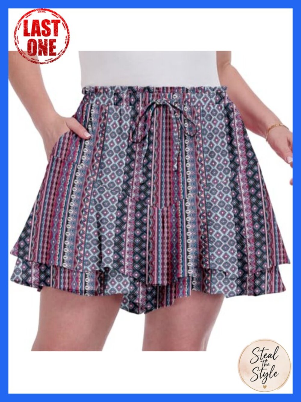 Plus Size Flowy Butterfly Skort Shorts with Pockets High Waisted Ruffle Boho